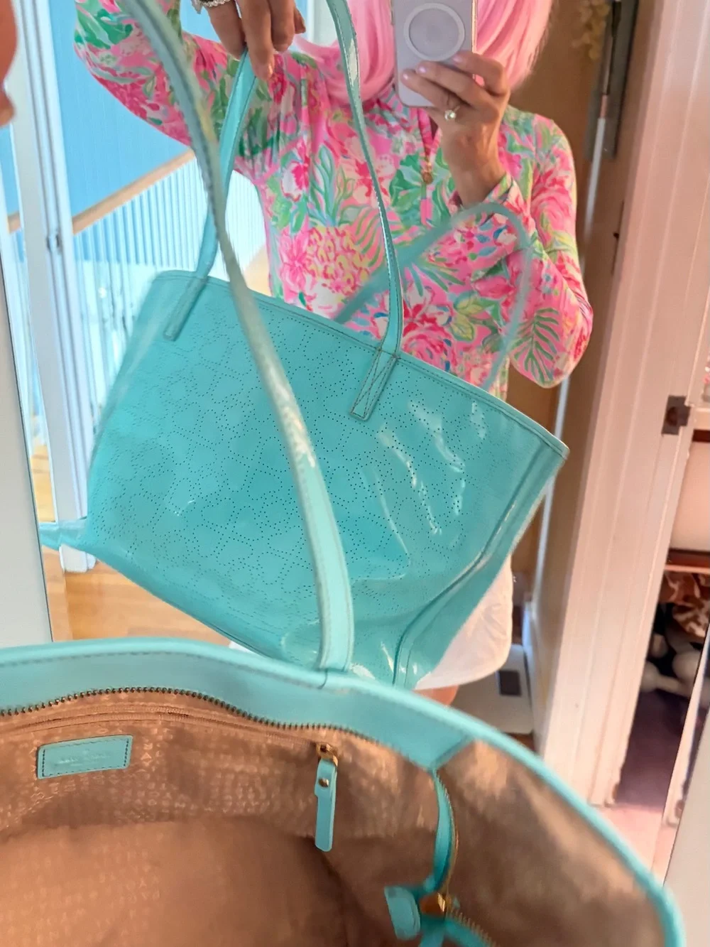 kate spade Aqua Perforated Leather Tote
